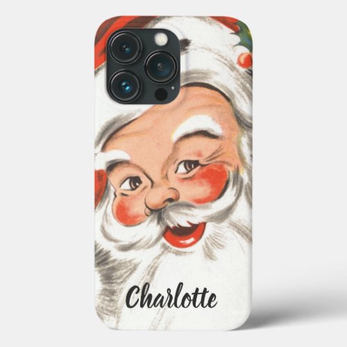 Vintage Christmas Jolly Santa Claus with Smile iPhone 13 Pro Case