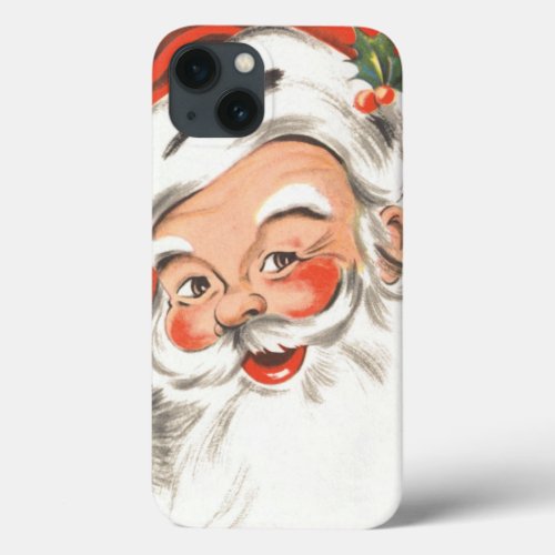 Vintage Christmas Jolly Santa Claus with Smile iPhone 13 Case