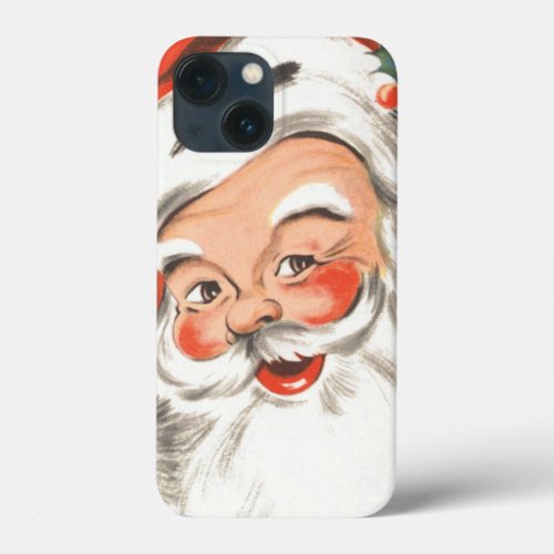 Vintage Christmas Jolly Santa Claus with Smile iPhone 13 Mini Case