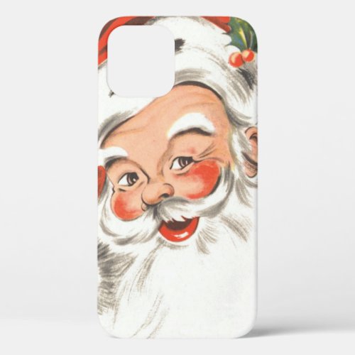 Vintage Christmas Jolly Santa Claus with Smile iPhone 12 Case