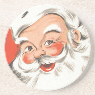 Vintage Christmas, Jolly Santa Claus with Smile Coaster