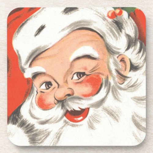 Vintage Christmas Jolly Santa Claus with Smile Coaster