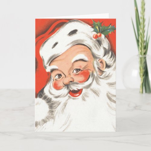 Vintage Christmas Jolly Santa Claus with Smile Holiday Card