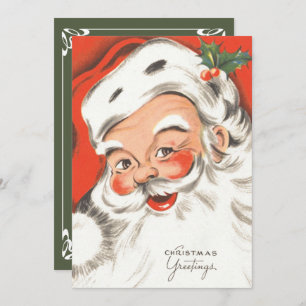 Vintage Christmas, Jolly Santa Claus with Smile Invitation