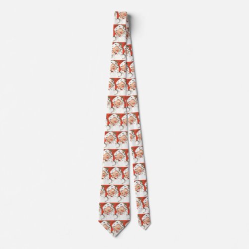 Vintage Christmas Jolly Santa Claus with Smile Neck Tie