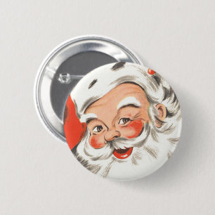 Vintage Christmas, Jolly Santa Claus with Smile Pinback Button