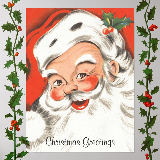 Vintage Christmas, Jolly Santa Claus with Smile Poster (Creator Uploaded)