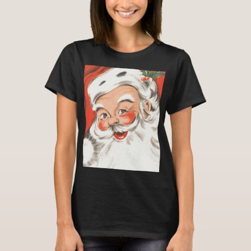 Vintage Christmas Jolly Santa Claus with Smile T_Shirt