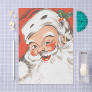 Vintage Christmas, Jolly Santa Claus with Smile Tissue Paper