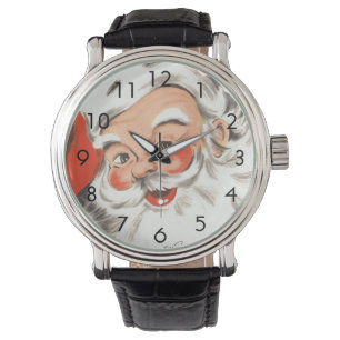 Vintage Christmas, Jolly Santa Claus with Smile Watch