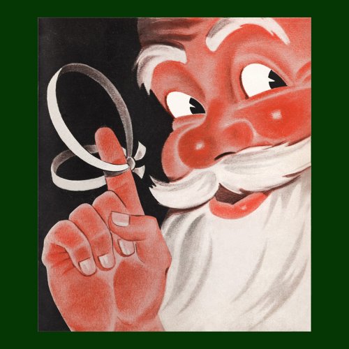 Vintage Christmas Jolly Santa Claus with String Poster