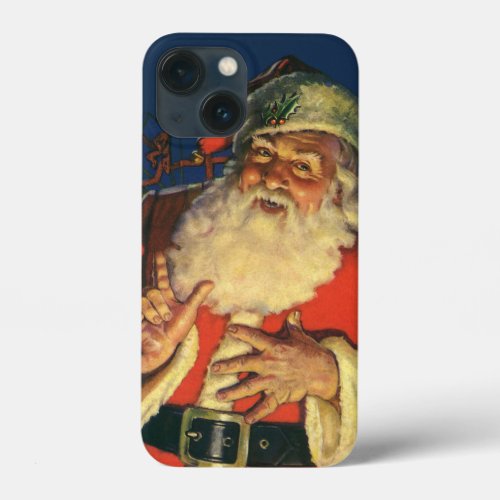 Vintage Christmas Jolly Santa Claus with Toys iPhone 13 Mini Case
