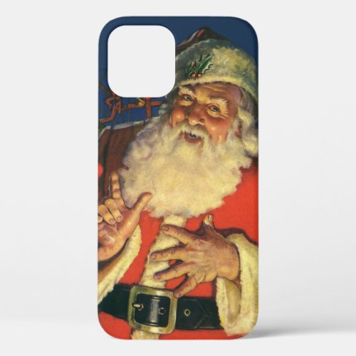 Vintage Christmas Jolly Santa Claus with Toys iPhone 12 Case