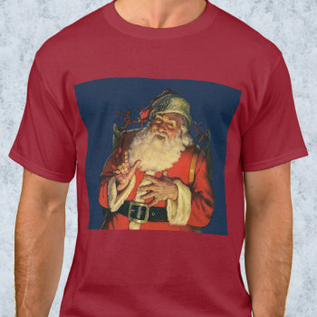 Vintage Christmas  Jolly Santa Claus With Toys T-shirt by ChristmasCafe at Zazzle