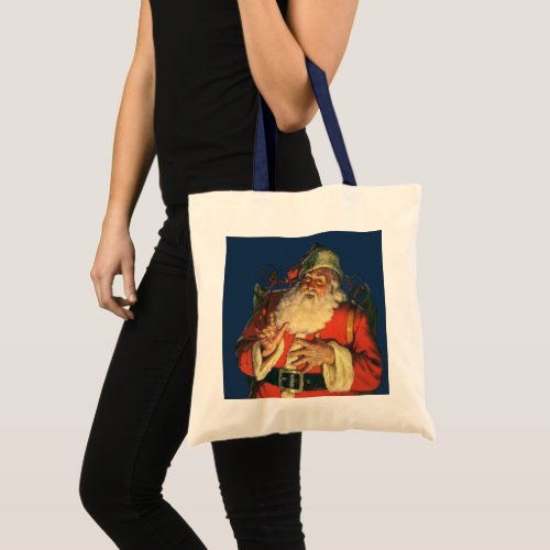 Vintage Christmas Jolly Santa Claus with Toys Tote Bag