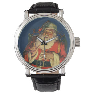 Vintage Christmas, Jolly Santa Claus with Toys Watch