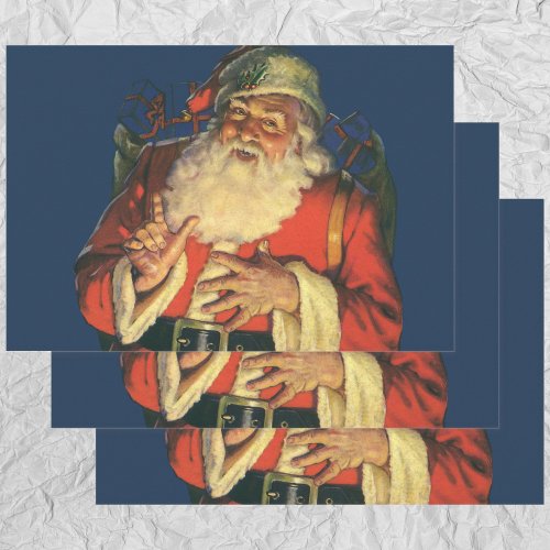 Vintage Christmas Jolly Santa Claus with Toys Wrapping Paper Sheets