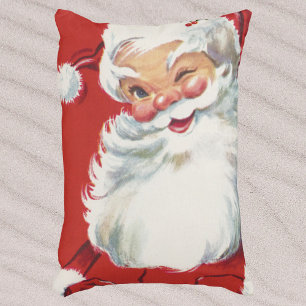 Vintage Christmas, Jolly Winking Santa Claus Accent Pillow