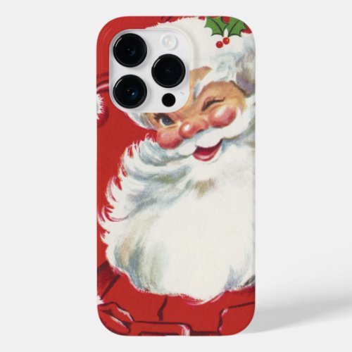 Vintage Christmas Jolly Winking Santa Claus Case_Mate iPhone 14 Pro Case