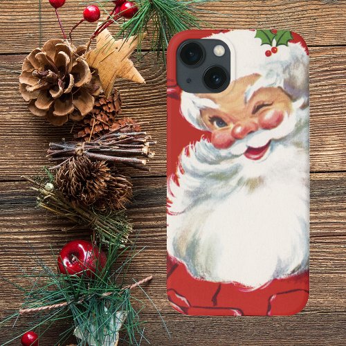 Vintage Christmas Jolly Winking Santa Claus iPhone 13 Mini Case