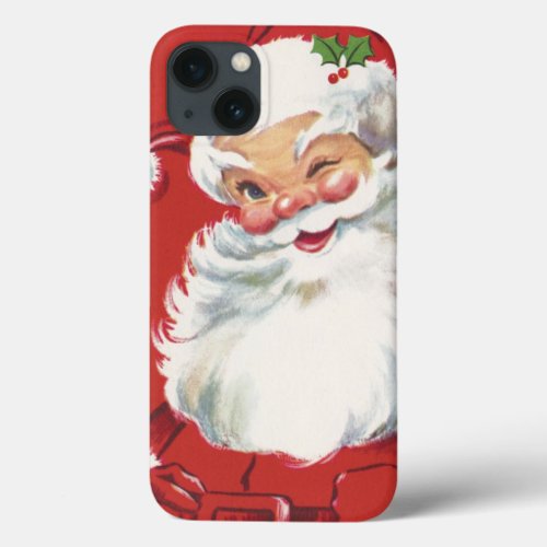 Vintage Christmas Jolly Winking Santa Claus iPhone 13 Case
