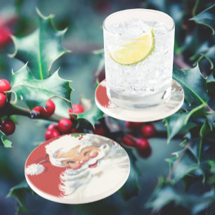 Vintage Christmas, Jolly Winking Santa Claus Coaster