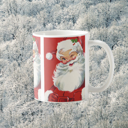 Vintage Christmas, Jolly Winking Santa Claus Coffee Mug