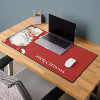 Vintage Christmas, Jolly Winking Santa Claus Desk Mat
