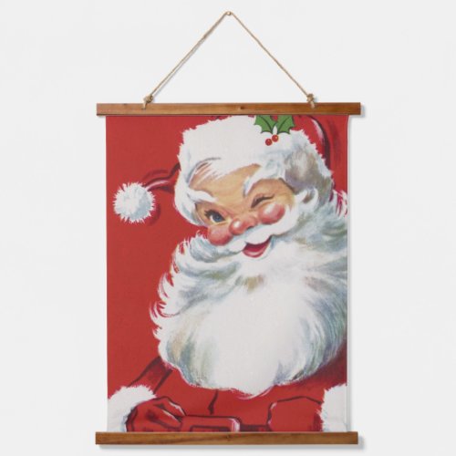 Vintage Christmas Jolly Winking Santa Claus Hanging Tapestry
