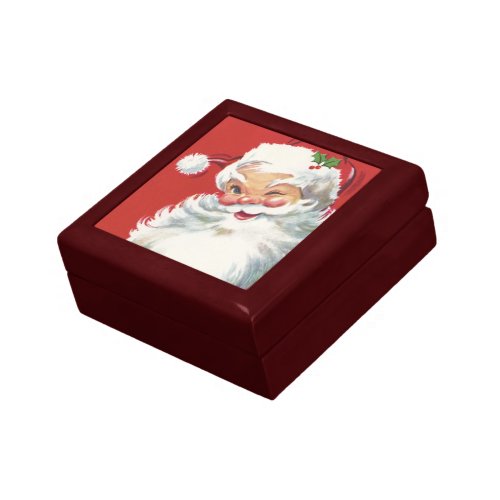 Vintage Christmas Jolly Winking Santa Claus Keepsake Box