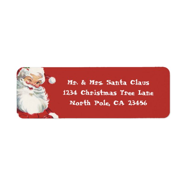Vintage Christmas, Jolly Winking Santa Claus Label