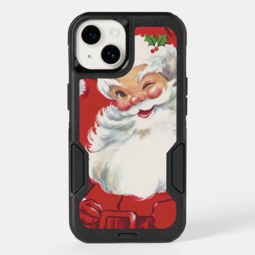 Vintage Christmas Jolly Winking Santa Claus OtterBox iPhone 14 Case