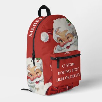 Vintage Christmas  Jolly Winking Santa Claus Printed Backpack by ChristmasCafe at Zazzle