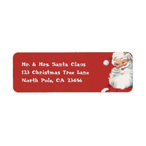 Vintage Christmas, Jolly Winking Santa Claus Return Address Label | Zazzle