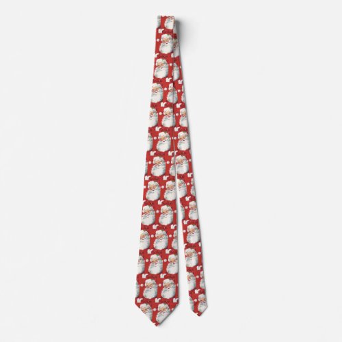 Vintage Christmas Jolly Winking Santa Claus Tie