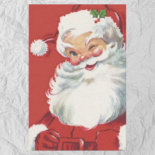 Vintage Christmas Jolly Winking Santa Claus Tissue Paper