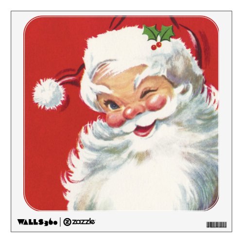 Vintage Christmas Jolly Winking Santa Claus Wall Sticker