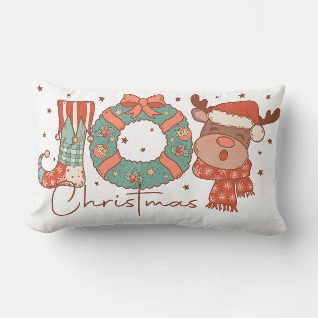 Vintage Christmas Joy Lumbar Pillow (Front)
