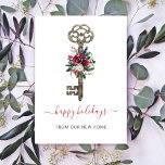 Vintage Christmas Key Weve Moved Holiday Cards<br><div class="desc">Vintage Christmas Key Weve Moved Holiday Moving announcement card Decorated Vintage House Key</div>