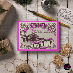 Vintage Christmas Kids Decorating Tree Holiday Postcard