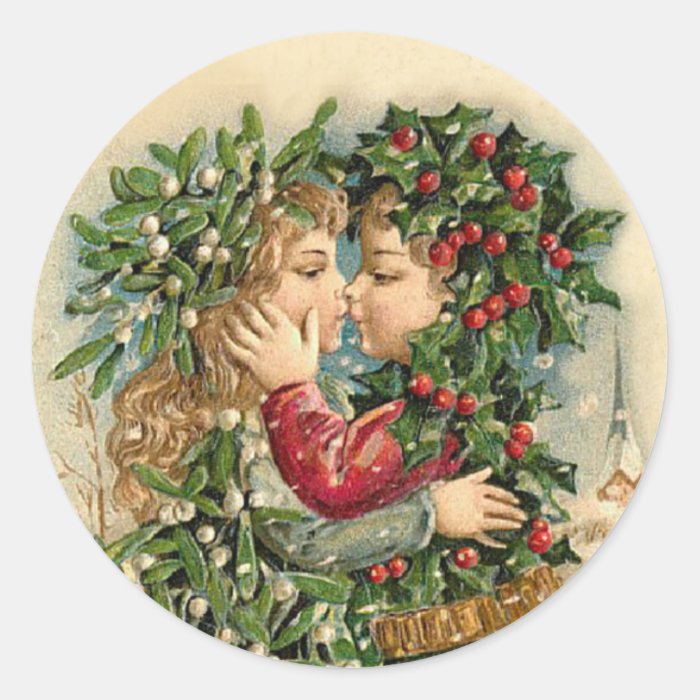 Vintage Christmas Kiss sticker