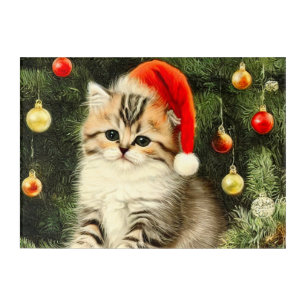 Vintage Christmas Kitten Acrylic Print