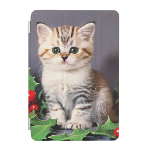 Vintage Christmas Kitten and Holly iPad Mini Cover