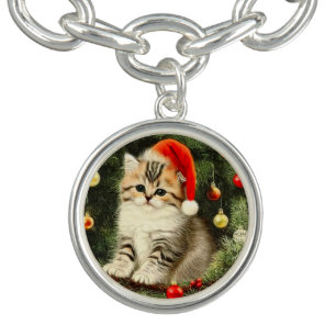 Vintage Christmas Kitten Bracelet