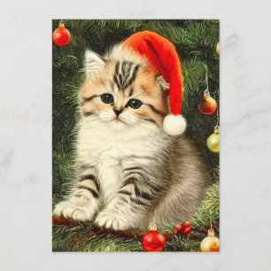 Vintage Christmas Kitten Enclosure Card