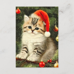 Vintage Christmas Kitten Enclosure Card