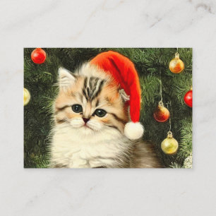 Vintage Christmas Kitten Enclosure Card