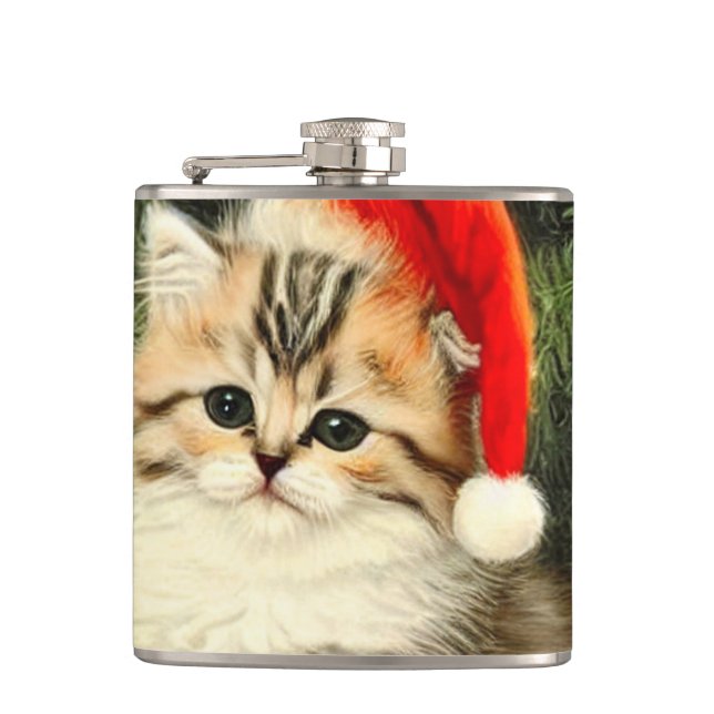 Vintage Christmas Kitten Flask (Front)
