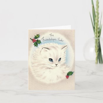 Vintage Christmas Kitten Friendship Card by Gypsify at Zazzle