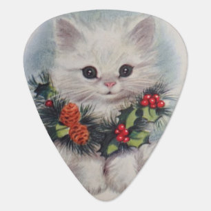Vintage Christmas Kitten Guitar Pick